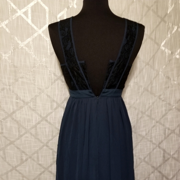 BCBGeneration Dress Womens Size 2 Maxi Boho Blue Black Lace - Picture 6 of 9